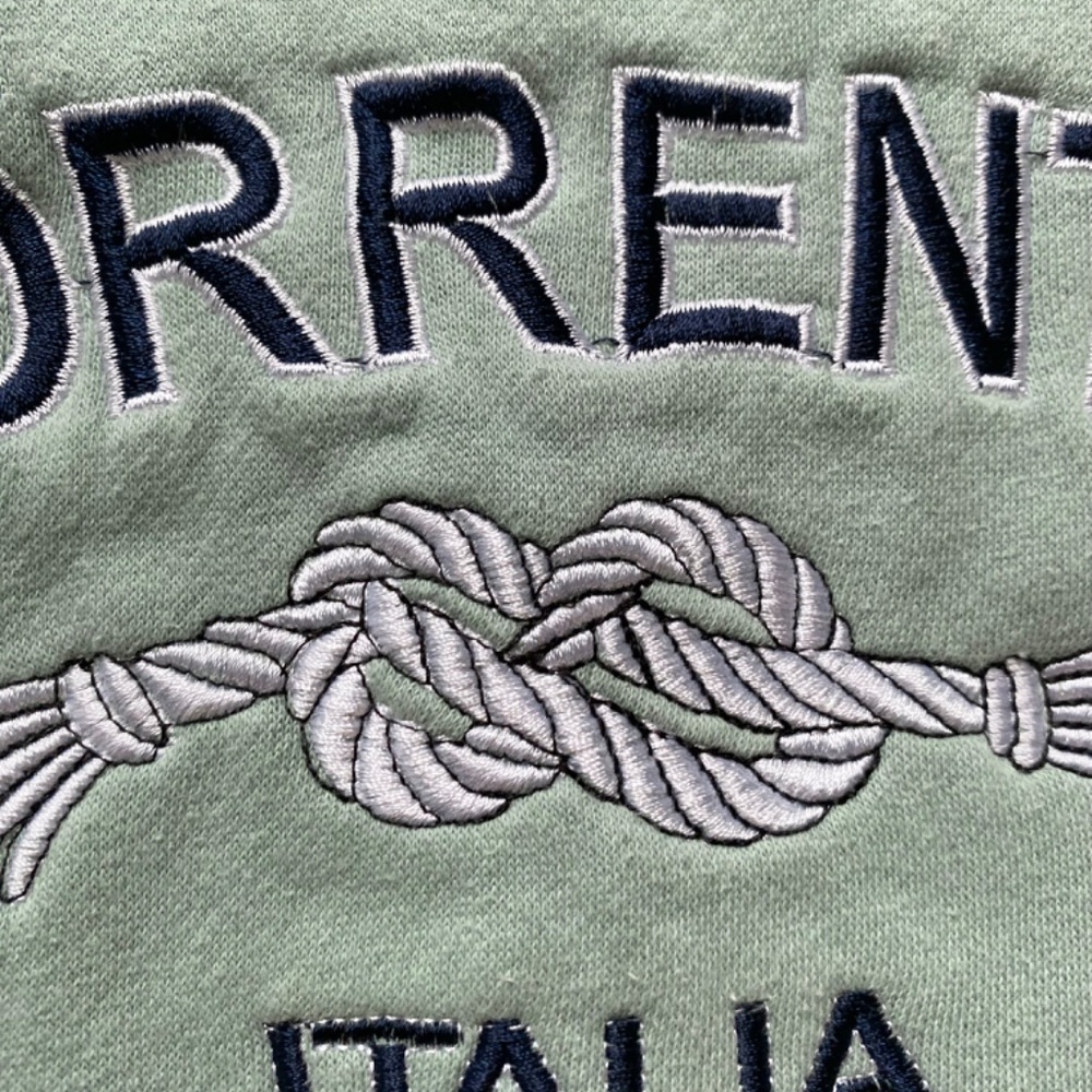 Green white pastel Sorrento Italy embroidered crewneck - Picture 4 of 7